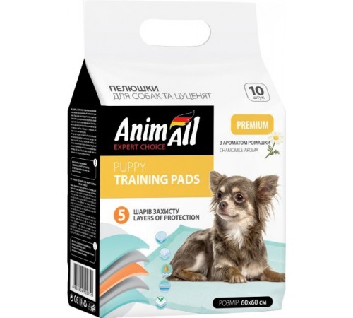 AnimAll Пелюшки 60х60 см з ароматом ромашки/ 10штук, (20 шт/ящ)