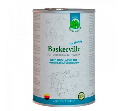 Baskerville HF Holistic Rind und Lachs. Вологий корм Яловичина та лосось для собак, 800g