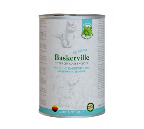 Baskerville Holistic Вологий корм Оленина з кроликом для котів, 400g