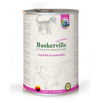 Baskerville Вологий корм Телятина з чорницею для кошенят, 400g