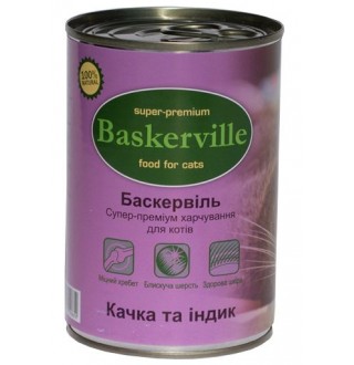 Baskerville Корм для котів Качка та індик (400г)