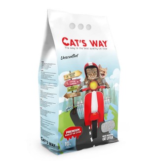 Cat's Way Unscented - бентонітовий наповнювач, натуральний білий, 10л
