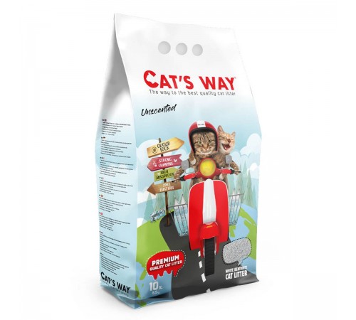 Cat's Way Unscented - бентонітовий наповнювач, натуральний білий, 10л