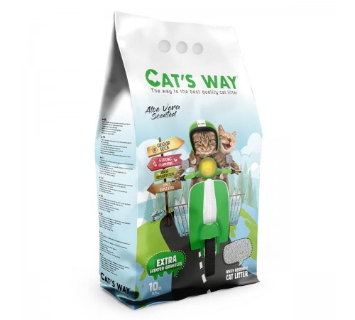 Cat's Way Aloe Vera- бентонітовий наповнювач, алое вера, зелені гранули, 10л