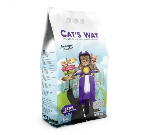 Cat's Way Lavender - бентонітовий наповнювач, лаванда, фіолетові гранули, 5л