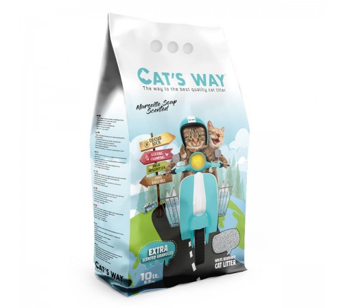 Cat's Way Marseille Soap - бентонітовий наповнювач, марсельске мило, бірюзові гранули, 5л