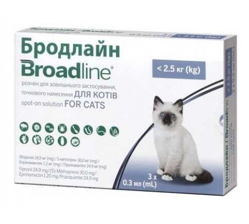 Boehringer Ingelheim Broadline - краплі для лікування та профілактики ендо-ектопаразитів у котів до 2,5кг