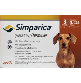 Simparica by Zoetis - Сімпаріка жувальні таблетки проти бліх та кліщів для собак, 5-10кг