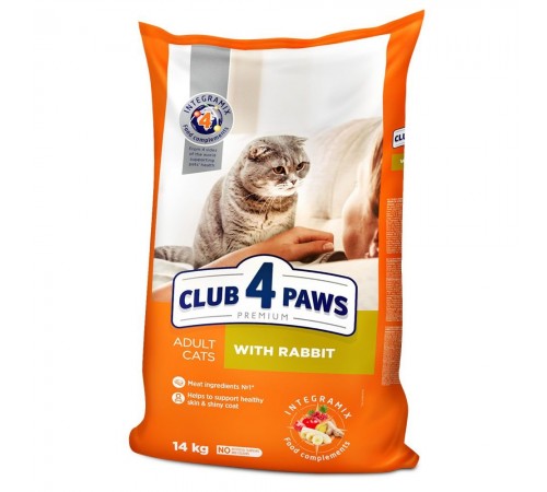 Club 4 Paws Premium Adult Cat Rabbit - Клуб 4 Лапи, сухий корм з кроликом для дорослих котів, 14кг