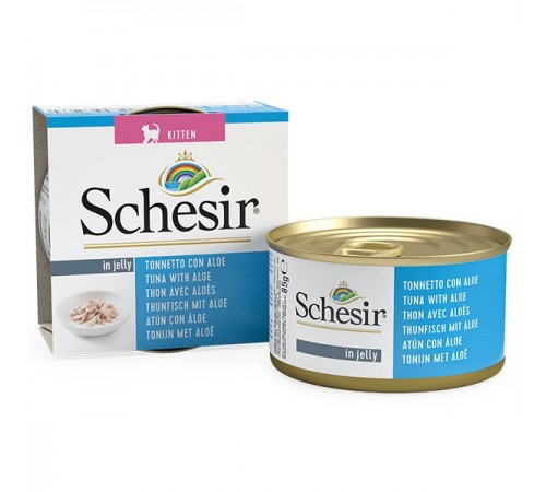 Schesir Tuna with Aloe Kitten - консервований корм шматочки в желе з м'ясом тунця і алое для кошенят, 85г
