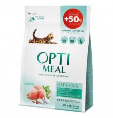 OPTIMEAL. Повнораціонний сухий корм для кошенят - курка (200+100), 0,3 кг