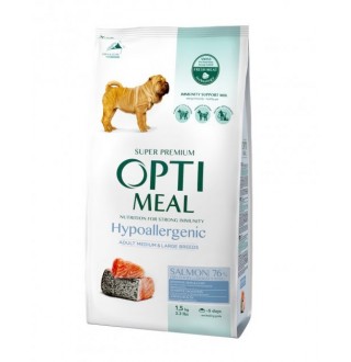 OptiMeal Adult Medium&Large Breed Hypoallergenic Salmon - гіпоалергенний сухий корм з лососем для дорослих собак середніх та великих порід, 1,5кг