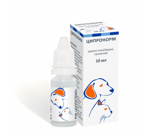 BioTestLab Ципронорм - краплі від отитів та кон'юктивітів для собак та котів 10мл
