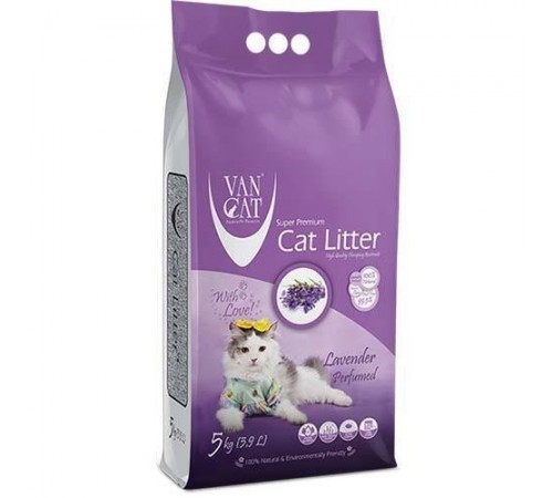 VanCat Cat Litter Lavender - бентонітовий наповнювач для котячого туалету з ароматом лаванди, 5кг