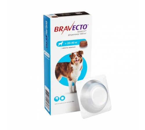 Bravecto by MSD Animal Health - Протипаразитарні жувальні таблетки від бліх і кліщів для собак 20-40кг
