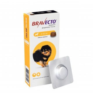 Bravecto by MSD Animal Health - Протипаразитарні жувальні таблетки від бліх і кліщів для собак 2-4,5кг