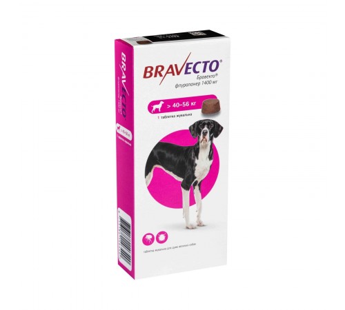Bravecto by MSD Animal Health - Протипаразитарні жувальні таблетки від бліх і кліщів для собак 40-56кг