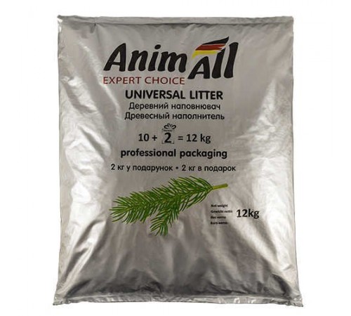 AnimAll Наповнювач  деревний 12 кг (2кг у подарунок)