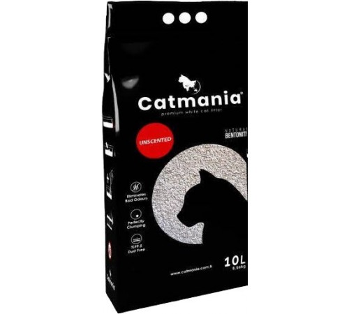 Catmania Unscented - бентонітовий наповнювач, натуральний білий, 10л