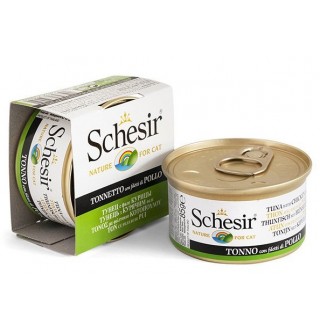 Schesir ТУНЕЦЬ З КУРКОЮ (Tuna Chicken) в желе консерви для котів, банка, 85 г, (C137) (750051х14шт)
