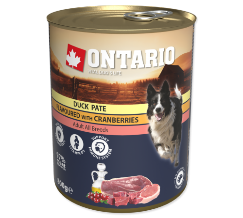 Ontario Adult Duck Pate with Cranberries - консерви для собак з качкою і журавлиною, 800г