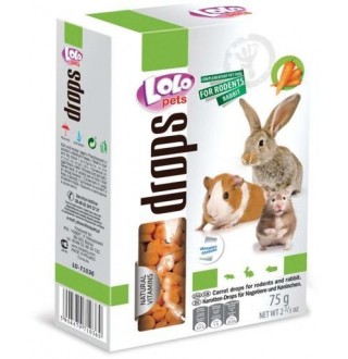 Lolopets дропси морквяні для гризунів 75гр LO-71036