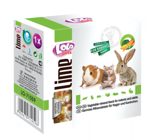 Lolopets мінеральний камінь для гризунів-овочі 30гр. LO-71059