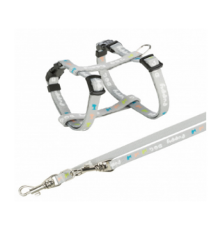 TRIXIE Шлея з повід для цуценят Junior, 23-34см/8мм, 2.00м,светло-сірий TX-15340