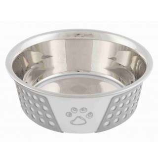 TRIXIE Миска(метал)з силікон.покрит. 0,75/17см,білий/сірий TX-25256