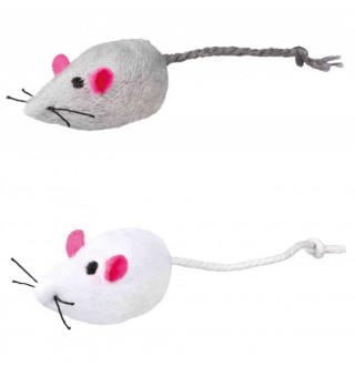 TRIXIE Миши+звон.(плюш)2см,білий/сірий(2шт) TX-4069