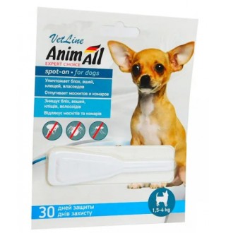 AnimAll VetLine краплі спот-он для собак 1,5-4 кг(0,8мл)