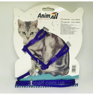 AnimAll Поводок+шлея на блістере для кота 10мм х 1200мм, HJ-LH 200