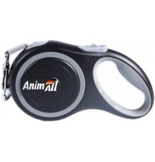 AnimAll Рулетка-поводок до 15кг/3 метри S Сіро-чорний