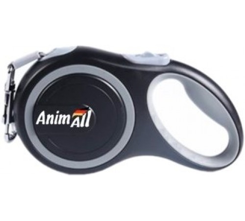 AnimAll Рулетка-поводок до 15кг/3 метри S Сіро-чорний