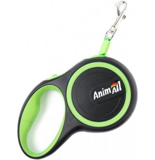 AnimAll Рулетка-поводок до 25кг/5 метрів М Салатово-чорний