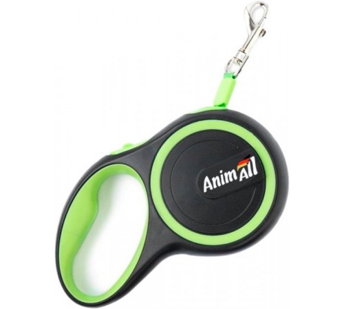 AnimAll Рулетка-поводок до 25кг/5 метрів М Салатово-чорний