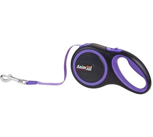 AnimAll Рулетка-поводок до 50кг/5 метрів L Фіолетово-чорний