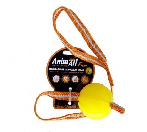 AnimAll Fun М'яч тренінг зі шлейкою 6 см жовтий