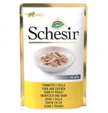 Schesir ТУНЕЦЬ З КУРКОЮ (Tuna Chicken) в желе консерви для котів, пауч, 85 г, (C561) (171016х20шт)