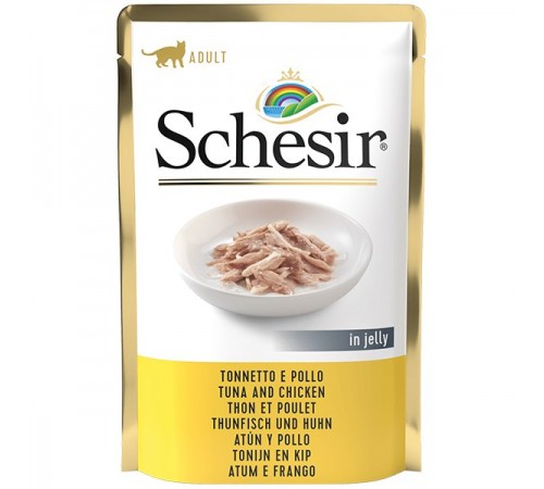 Schesir ТУНЕЦЬ З КУРКОЮ (Tuna Chicken) в желе консерви для котів, пауч, 85 г, (C561) (171016х20шт)