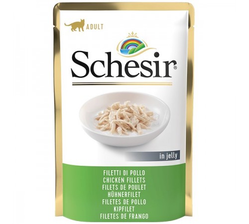 Schesir ФІЛЕ КУРКИ (Chicken Fillet) в желе консерви для котів, пауч, 85 г, (C562) (171023х20шт)
