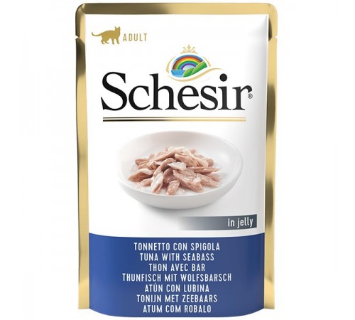 Schesir ТУНЕЦЬ З ОКУНЕМ (Tuna Seabass) в желе консерви для котів, пауч, 85 г, (C565) (171054х20шт)