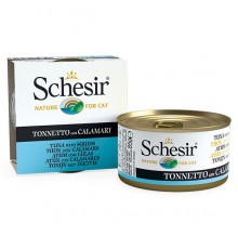 Schesir ТУНЕЦЬ КАЛЬМАР (Tuna Squid) в желе консерви для котів, банка, 85 г,(C271) (172716х14шт)