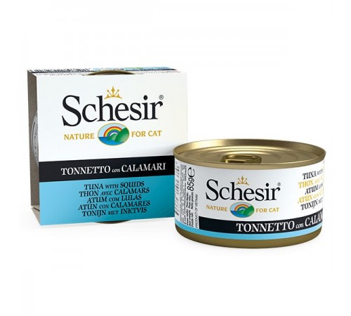 Schesir ТУНЕЦЬ КАЛЬМАР (Tuna Squid) в желе консерви для котів, банка, 85 г,(C271) (172716х14шт)