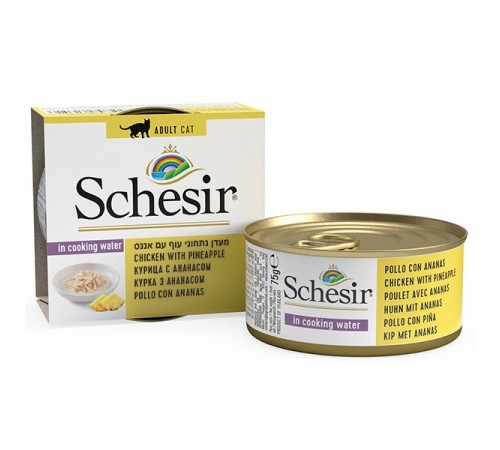 Schesir КУРКА З АНАНАСОМ (Chicken Pineapple) консерви для кішок, банка , 75 г., (C351) (613516х14шт)