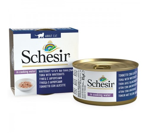Schesir ТУНЕЦЬ З АНЧОУСАМИ І РИСОМ (TunaWhitebaitRice) консерви для кішок банка 85г C177 (750525х14шт)