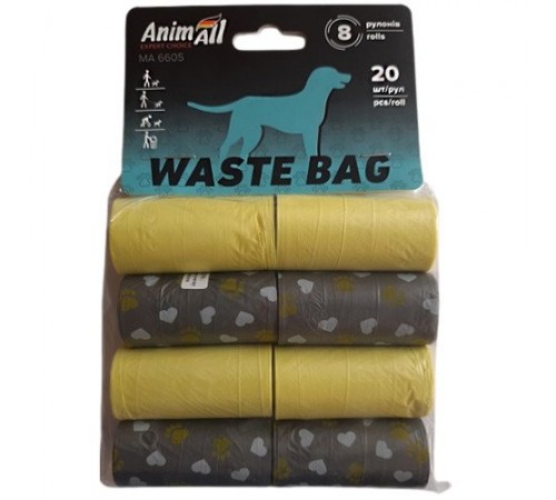 AnimAll Змінні пакети для прибирання за собакою 8 рулонів по 20 шт