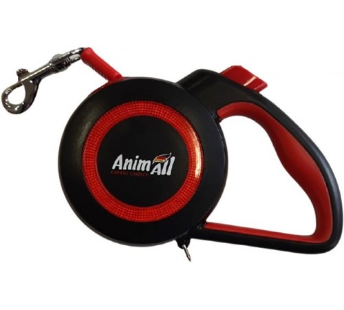 AnimAll Рулетка-поводок REFLECTOR до 25кг/5метра M Червоний-чорний MS7110-5M