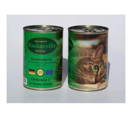 Baskerville Корм для котів Оленина з м'ясом курки (400г)