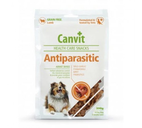 Canvit Antiparasitic - напіввологі ласощі для профілактики проблем з кишковим трактом у собак з чутливим травленням 200г